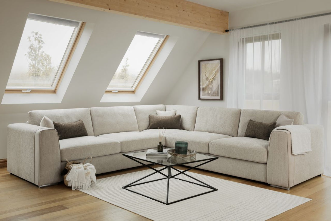 beautiful beige l shaped sofa