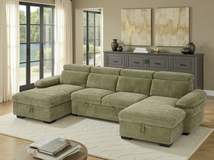 Hudson Sofabed Green U Shape Corner