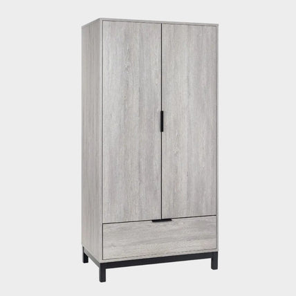 Bali Wardrobe 2 Door 1 Drawer Grey Oak