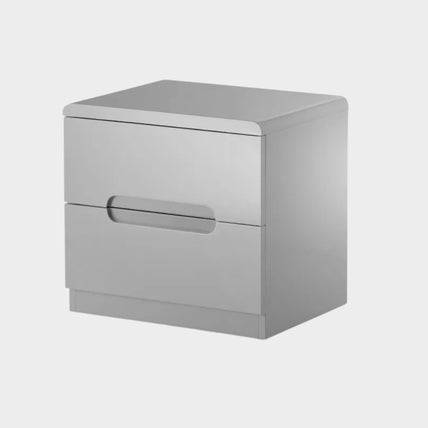 Manhattan Bedside 2 Drawer Grey High Gloss