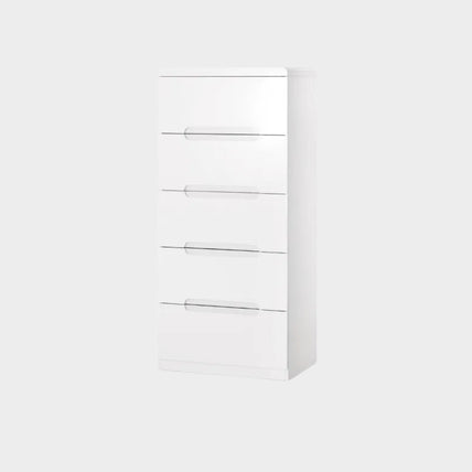 Manhattan Chest 5 Drawer High Gloss White