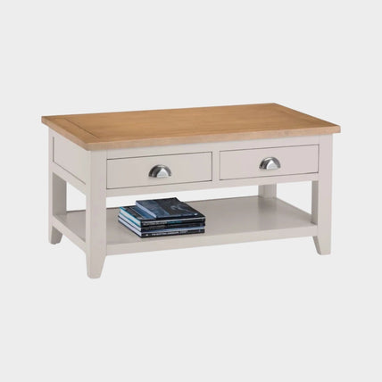 Richmond Coffee Table with 2 Drawers Elephant Grey/ Euro Oak