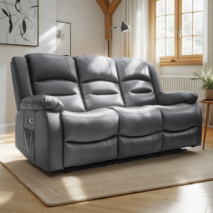 Alva Electric Recliner Sofa Black 3 Seater