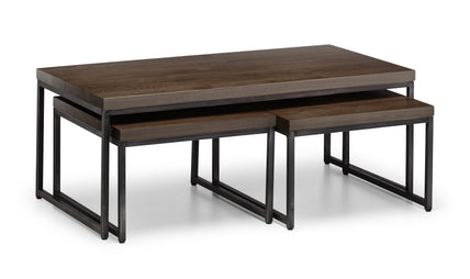 Britta Nesting Coffee Tables Dark Oak & Metal
