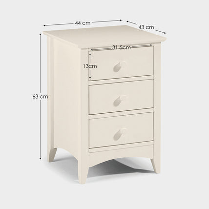 Cabana 3 Drawer Bedside Stone White
