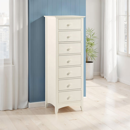 Cabana 7 Drawer Narrow Chest Stone White