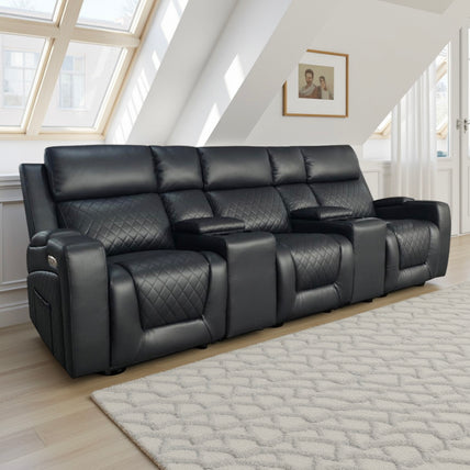 Cedar Electric Recliner Cinema Sofa 3 Seater Black