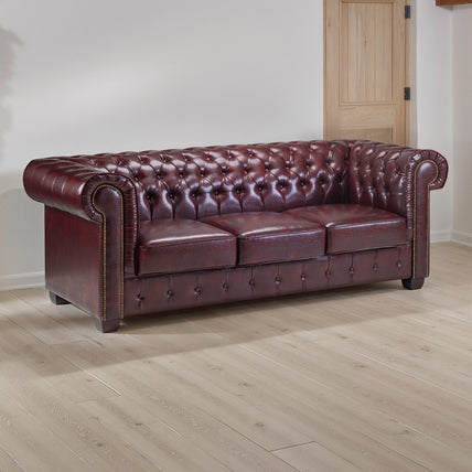 Chesterfield Sofa Oxblood Red 3 Seater