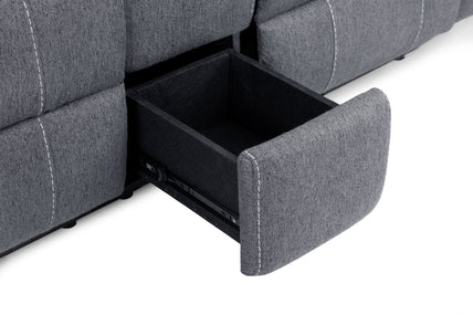 Galaxy Tech Recliner Sofa Grey Fabric 2 Seater