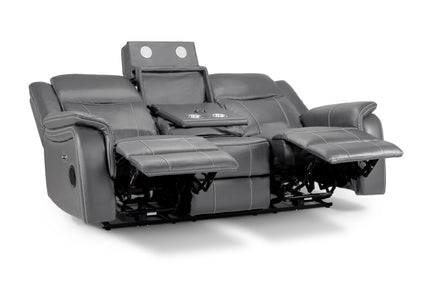 Galaxy Tech Recliner Sofa Grey 3 Seater