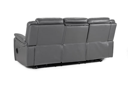 Galaxy Tech Recliner Sofa Grey 3 Seater
