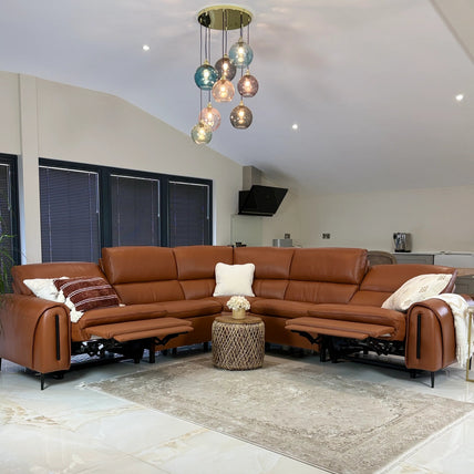 Arizona Electric Recliner Sofa Tan Large Corner
