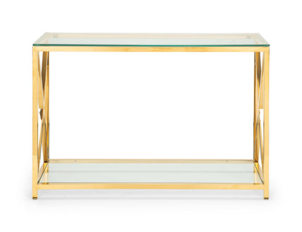 Mesa Console Table Glass & Gold