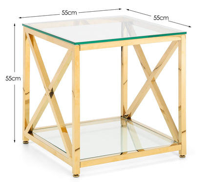 Mesa Lamp Table Glass & Gold