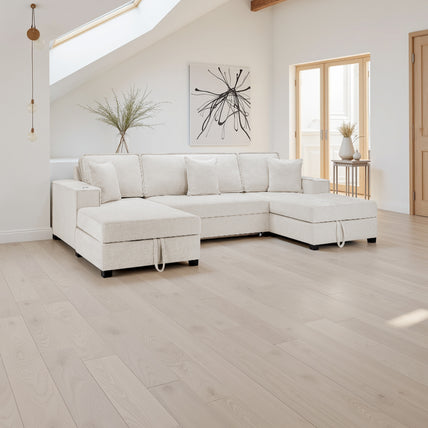 Milan Sofa Bed Beige U Shape Corner