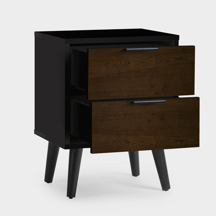 Asa 2 Drawer Bedside Walnut/Black