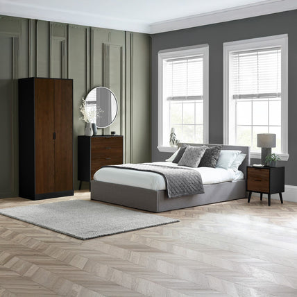 Asa 2 Drawer Bedside Walnut/Black