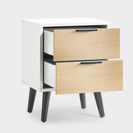Asa 2 Drawer Bedside White/Oak