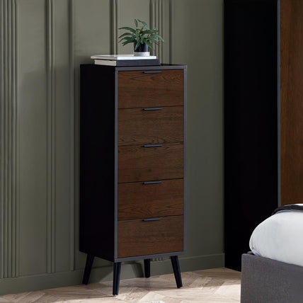 Asa 5 Drawer Chest Walnut/Black