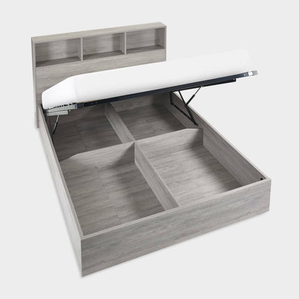 Bali Bed Frame Double Grey Oak Ottoman Storage