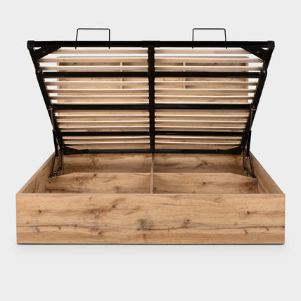 Bali Bed Frame Double Light Oak Ottoman Storage