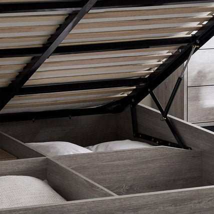 Bali Bed Frame Single Grey Oak Ottoman Storage