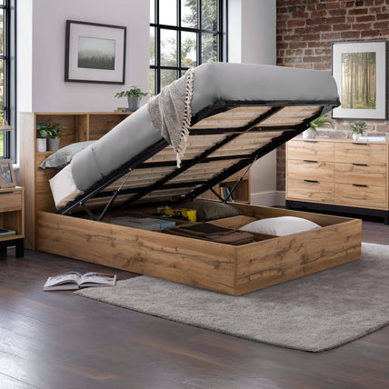 Bali Bed Frame Single Light Oak Ottoman Storage