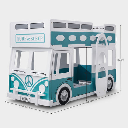 Campervan Bunk Bed White & Green