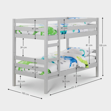 Cane Bunk Bed Dove Grey