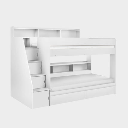 Cane Staircase Bunk Bed White