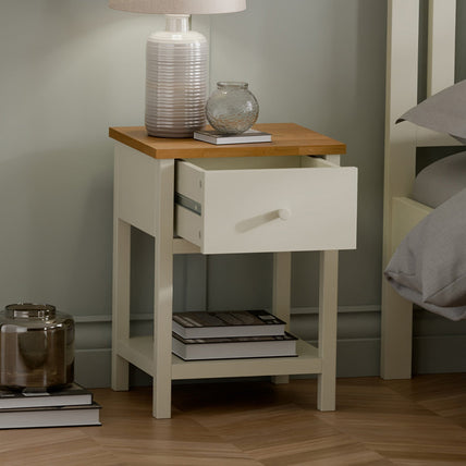 Connie 1 Drawer Bedside Ivory And Oak