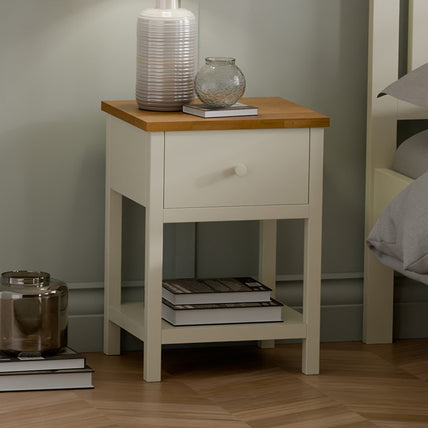 Connie 1 Drawer Bedside Ivory And Oak