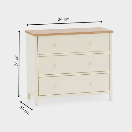 Connie 3 Drawer Chest Ivory and Oak
