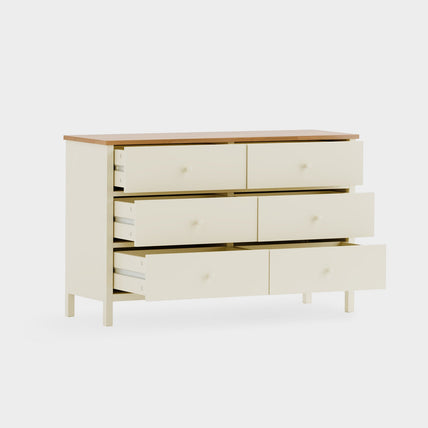 Connie 6 Drawer Chest Ivory and Oak