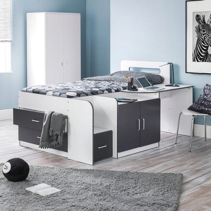 Coyote Cabin Bed White/Charcoal