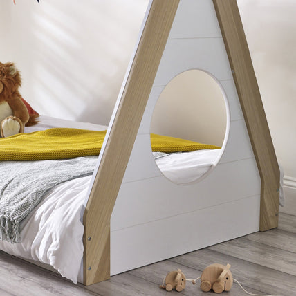 Festival Tent Bed Pale Wood & White