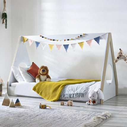 Festival Tent Bed Pale Wood & White