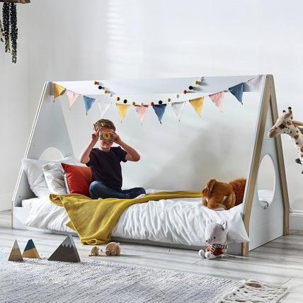 Festival Tent Bed Pale Wood & White