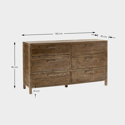 Haze 6 Drawer Wide Chest Cashew
