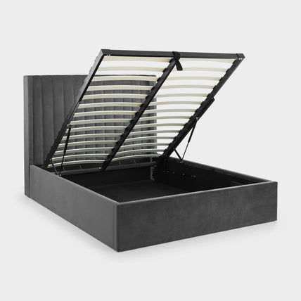 Lark Bed Frame Double Grey Ottoman Storage