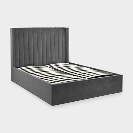 Lark Bed Frame Double Grey Ottoman Storage