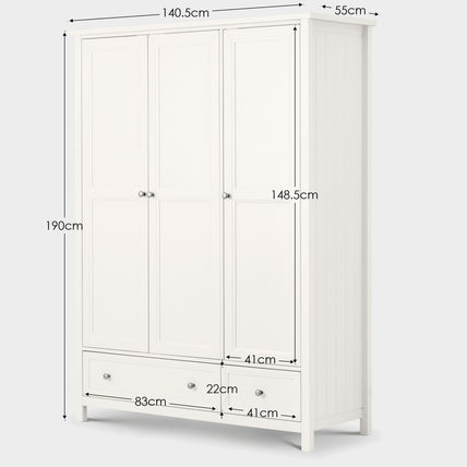 Marisol 3 Door Combination Wardrobe Surf White