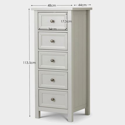 Marisol 5 Drawer Tall Chest Dove Grey