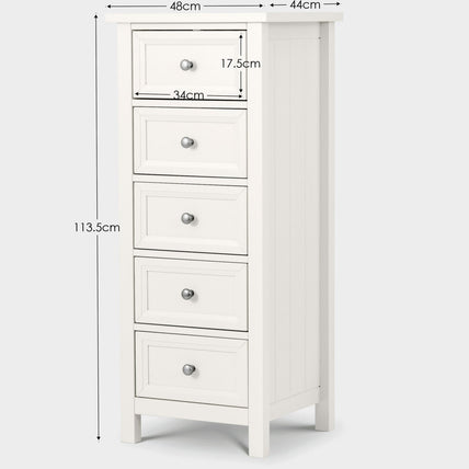 Marisol 5 Drawer Tall Chest Surf White