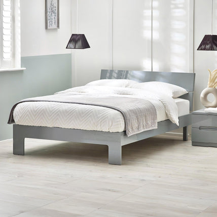 Mercer Bed Frame Double Grey High Gloss