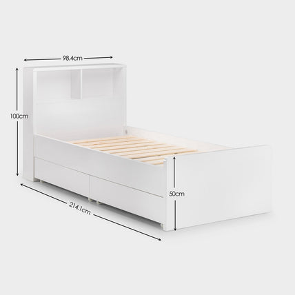 Mercer Bed Frame Single White High Gloss