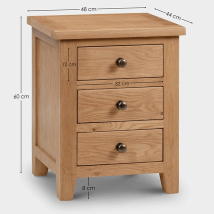Myrtle 3 Drawer Bedside Oak