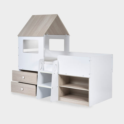 Orionne Midsleeper Bed Pale Wood And White