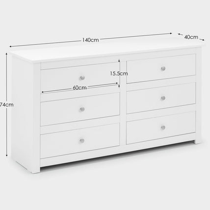 Raine 6 Drawer Chest Surf White