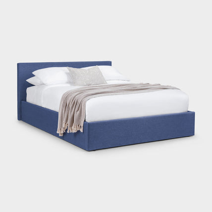 Robin Bed Frame Double Blue Linen Ottoman Storage